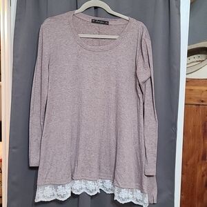 Sanifer long sleeve lace trimmed tunic size L